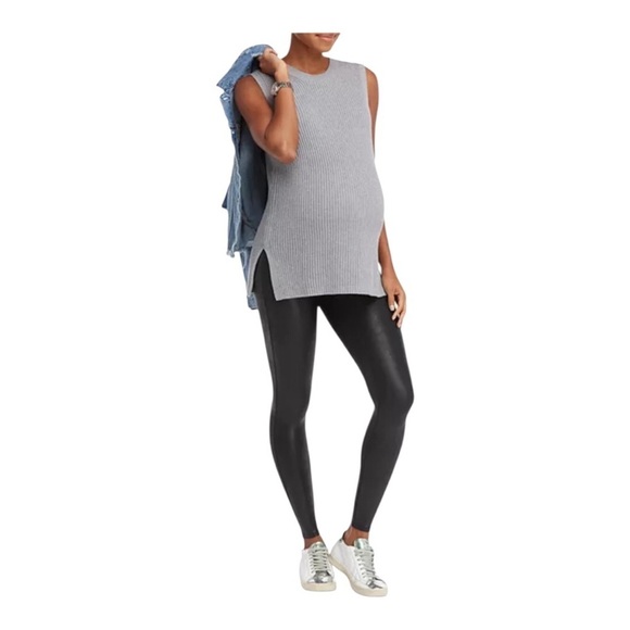 SPANX Mama Faux Leather Very Black Maternity Leggings Size XS - Picture 3 of 15